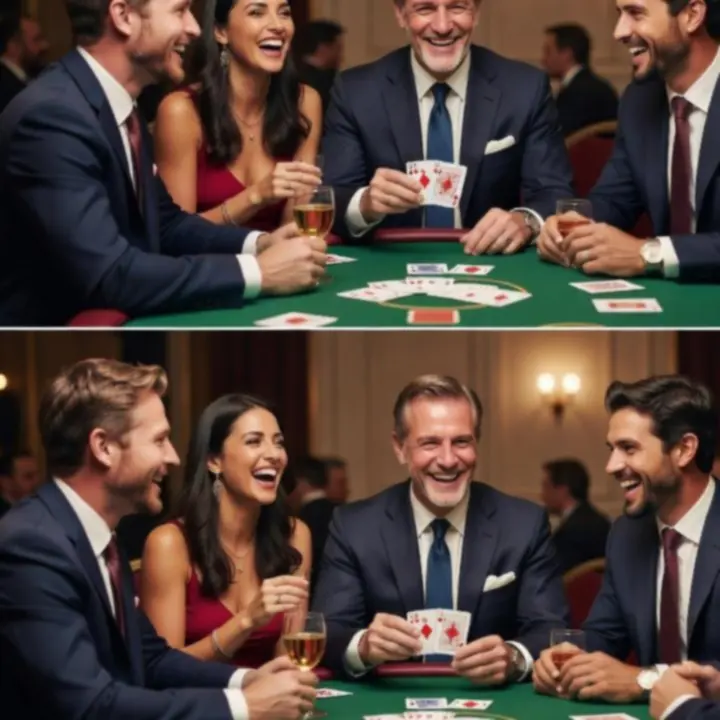 Goście śmiejący się i celebrujący rozdanie podczas pokerowego wieczoru