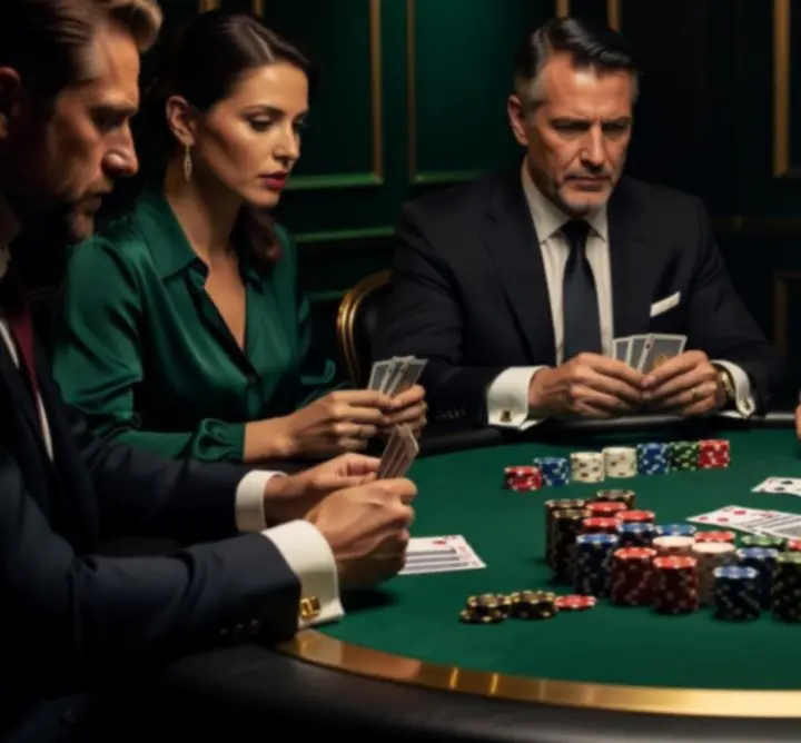 Profesjonalny stół pokerowy przygotowany na wieczorną rozgrywkę