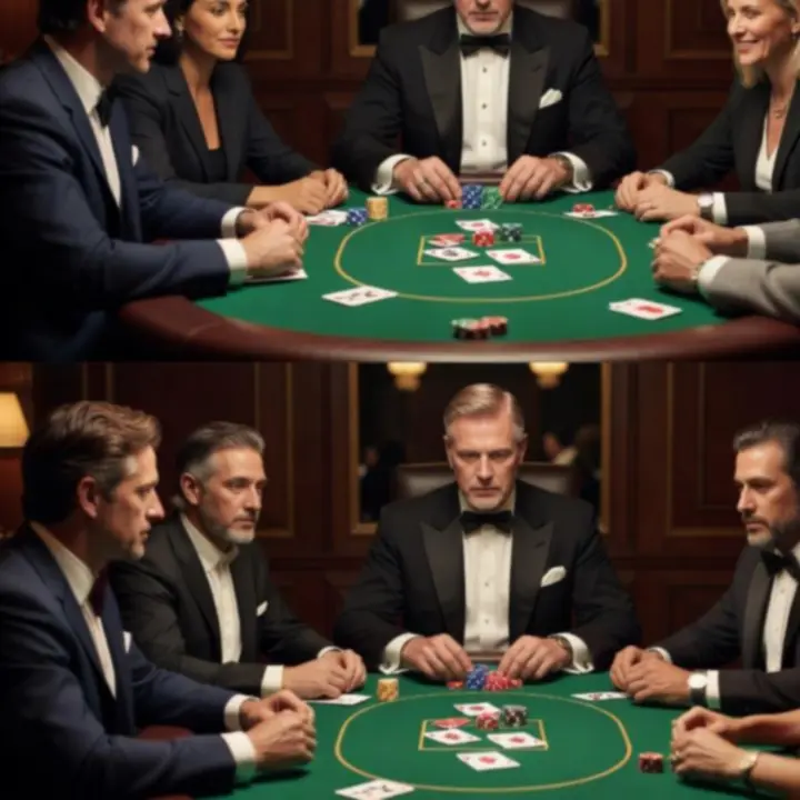Goście grający przy profesjonalnym stole pokerowym